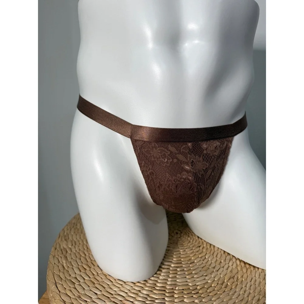 Cosabella Never Say Never Men's Luxury Lace Thong Brown Size‎ M
